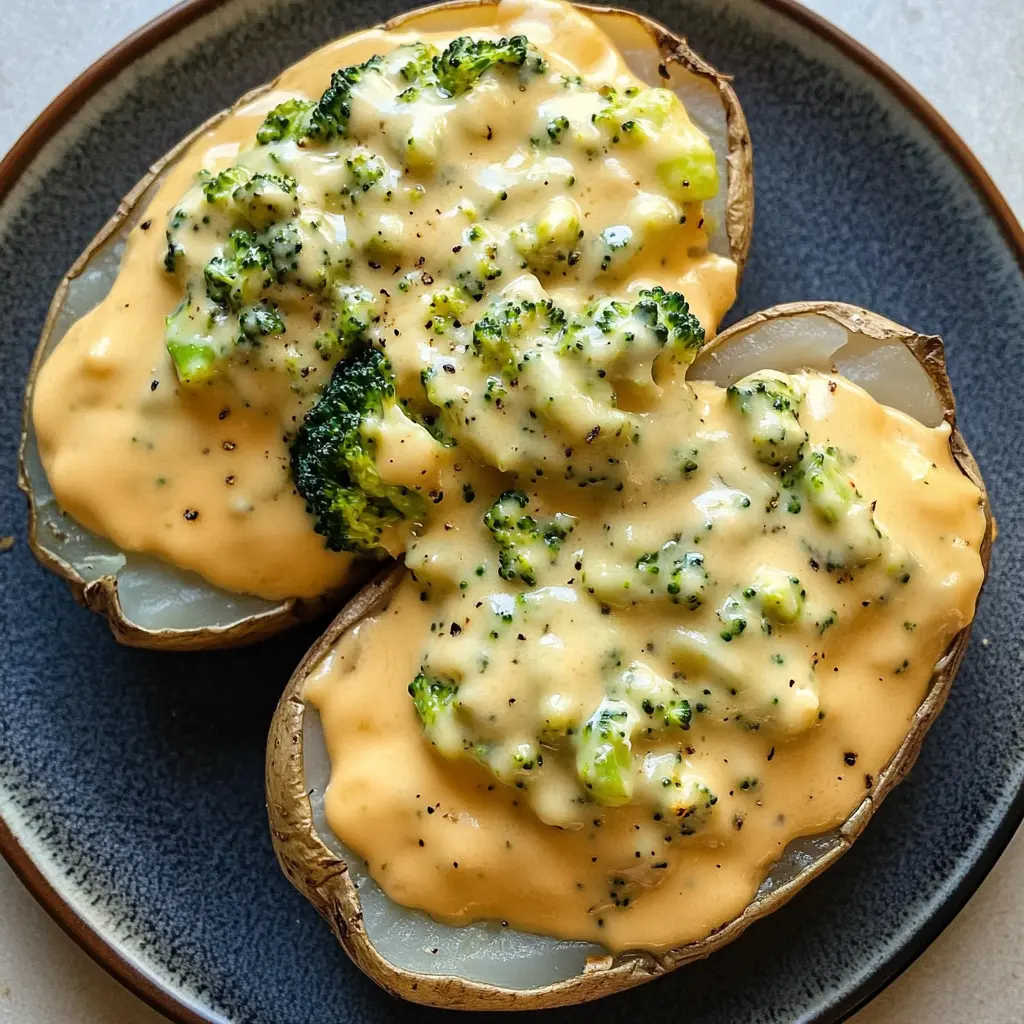 Get ready to enjoy these Cheesy Baked Potatoes with Broccoli Cheese Sauce! Stuffed with creamy cheese and vibrant broccoli, this dish is a comforting favorite. Perfect for a cozy dinner or a fun family meal, these loaded potatoes will satisfy cheese lovers everywhere. Save this recipe for a delicious twist on a classic!