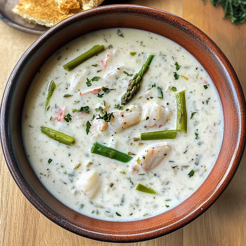 Warm up with a comforting bowl of Crab and Asparagus Soup! Packed with tender chunks of crab meat and fresh asparagus, this recipe combines rich flavors and a creamy texture for an unforgettable dish. Perfect for a cozy dinner or a special occasion, save this recipe to try it later!