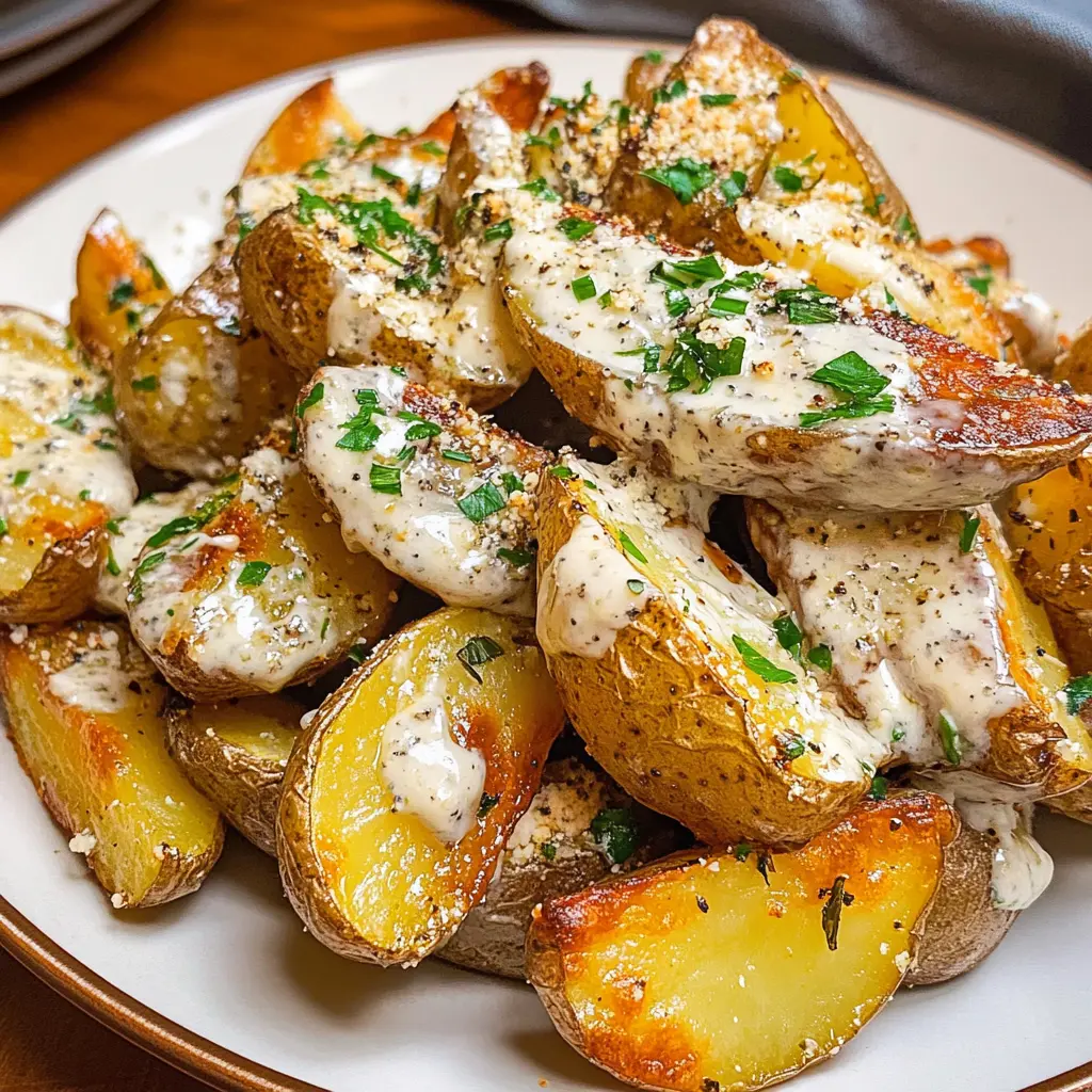 If you're looking for a deliciously simple side dish, these roasted potatoes drizzled in melted goat cheese dressing will be a hit! With golden, crispy edges and a creamy, tangy finish, this recipe elevates your everyday potatoes. Perfect for gatherings, holidays, or a cozy dinner at home. Save this tasty idea for your next meal!