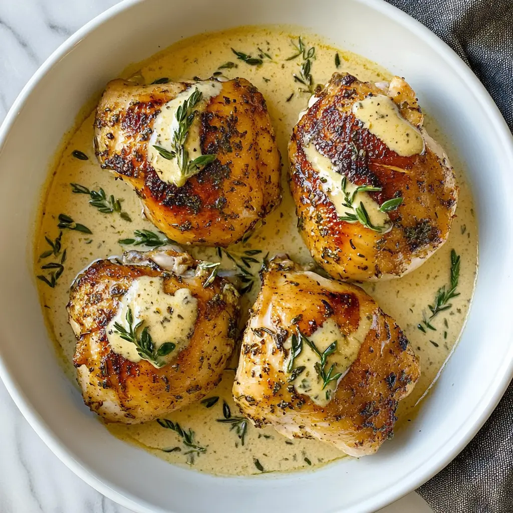 If you love bold flavors, these Creamy Garlic Herb Cajun Chicken Thighs are for you! Juicy chicken thighs are coated in a rich, creamy sauce filled with garlic and aromatic herbs, then seasoned with a kick of Cajun spice. Perfect for dinner any night of the week! Don’t forget to save this recipe for an easy and delicious meal idea!