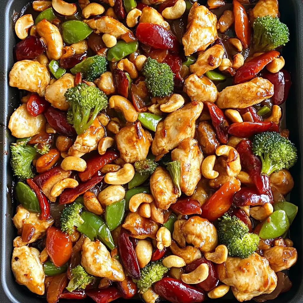 Get ready for an easy and delicious dinner with this Sheet Pan Cashew Chicken! Featuring tender chicken, crunchy cashews, and vibrant veggies, this one-pan meal is perfect for busy weeknights. Simply roast it all together for maximum flavor and minimal cleanup. Save this recipe for your next family meal or casual gathering!